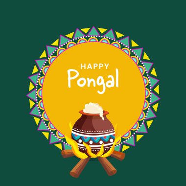 Yeşil ve Sarı Arkaplanda Şenlik Ateşi Üzerine Çamurda Yemek Pişirme Konsepti.