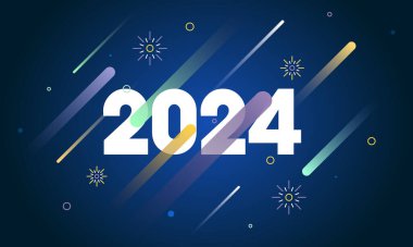 Yeni Yıl Kutlaması için Koyu Mavi Soyut Arkaplan 2024 Metni. Tebrik kartı ya da Poster Tasarımı Olarak Kullanılabilir.