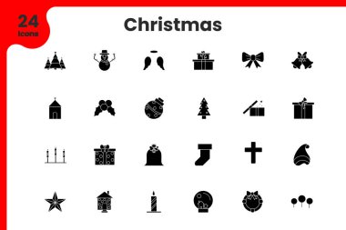 Beyaz Arkaplanda Glyph Stili Noel Simgesi Görünümü.