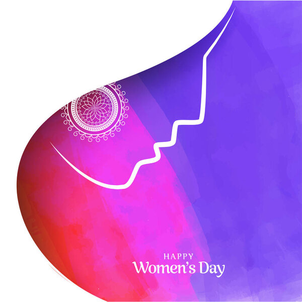 Elegant Greeting Card Design with illustration of Young Girl for Happy Women's Day Celebration.