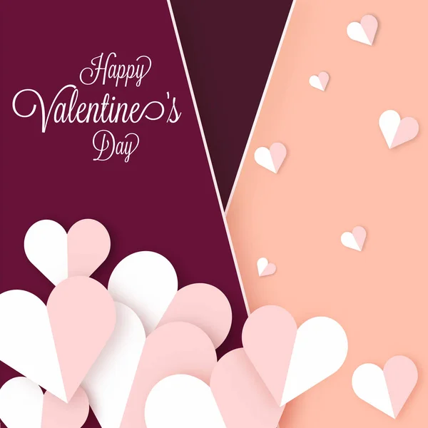 Feliz Dia Dos Namorados Cartão Saudação Com Corações Papel Decorados —  Vetores de Stock