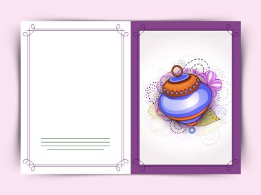 İslami ayların kutsal ayları için çiçek desenli arka planda renkli fenerli zarif selamlama veya davetiye tasarımı, Ramazan Kareem kutlaması.