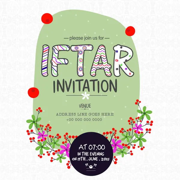 Design Floral Créatif Carte Invitation Décorée Pour Mois Saint Communauté — Image vectorielle