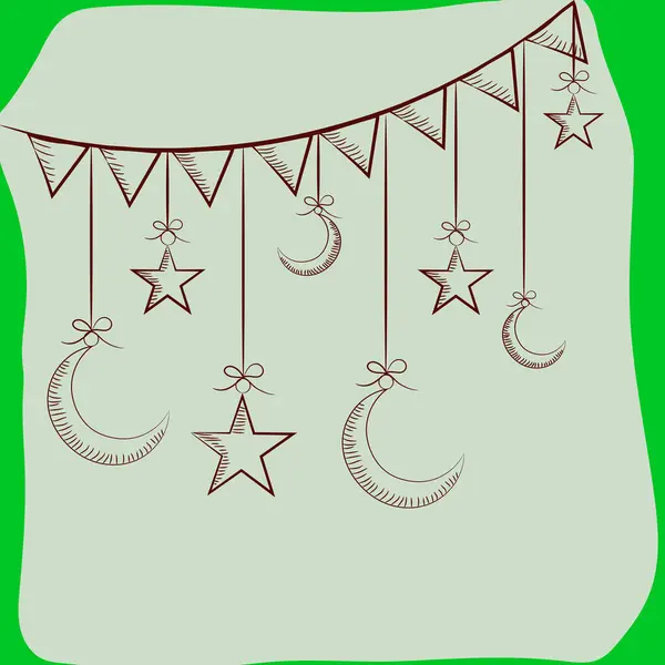 Svatý Měsíc Muslimského Společenství Slavnost Ramadan Kareem Kreativním Měsícem Hvězdami — Stockový vektor