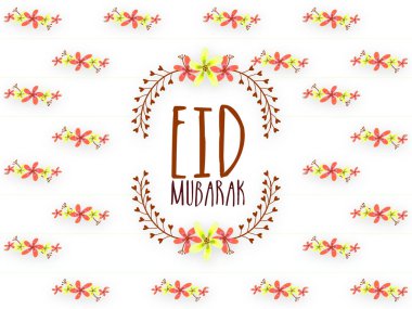 Müslüman Cemaati Festivali ve Mübarek Bayramı için renkli yaratıcı çiçekler süslenmiş tebrik kartı.