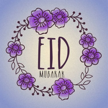 İslami Ünlü Festivali için Güzel Çiçekler, Kutlama Kartı Tasarımı, Bayram Mübarek Kutlaması.