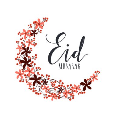 Güzel Çiçekler Yapan Yaratıcı Hilal Ay, İslami Ünlü Festivalin Zarif tebrik kartı tasarımı, Bayram Mübarek.