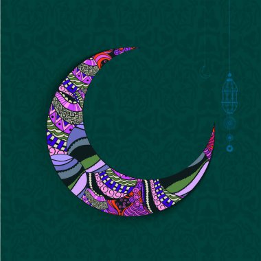 Yaratıcı Crescent Moon İslam Festivalleri kutlama için renkli çiçek tasarımı ile yapılan.