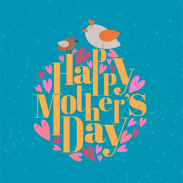 Gyönyörű Boldog Anyák Napját Virágkártya Kék Háttér Jogdíjmentes Stock Vektorok