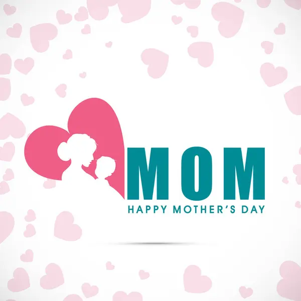 Anya Fia Szív Alakú Boldog Anyák Napja Üdvözlő Kártya Vektor Grafikák