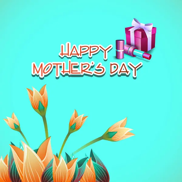 Boldog Anyák Napja Háttér Virágokkal Ajándékdobozokkal Jogdíjmentes Stock Illusztrációk