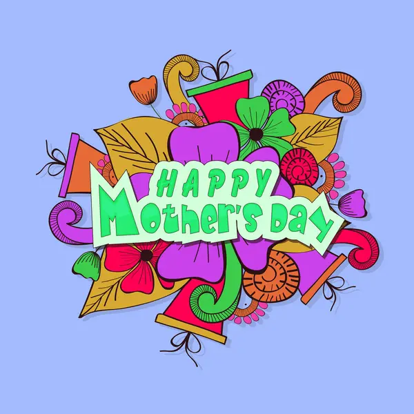 Szczęśliwy Plakat Dnia Matki Lub Baner Kolorowymi Kwiatami Prezentami Błękitnym Ilustracje Stockowe bez tantiem