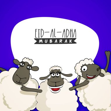 Cute funny Sheep, Vector illustration for Muslim Community, Festival of Sacrifice, Eid-Al-Adha Mubarak. Creative Card design.  clipart