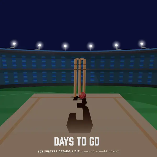 T20 Kriket Maçı Gün Kalıcı Poster Tasarımı Stadyum Kırmızı Top Telifsiz Stok Vektörler