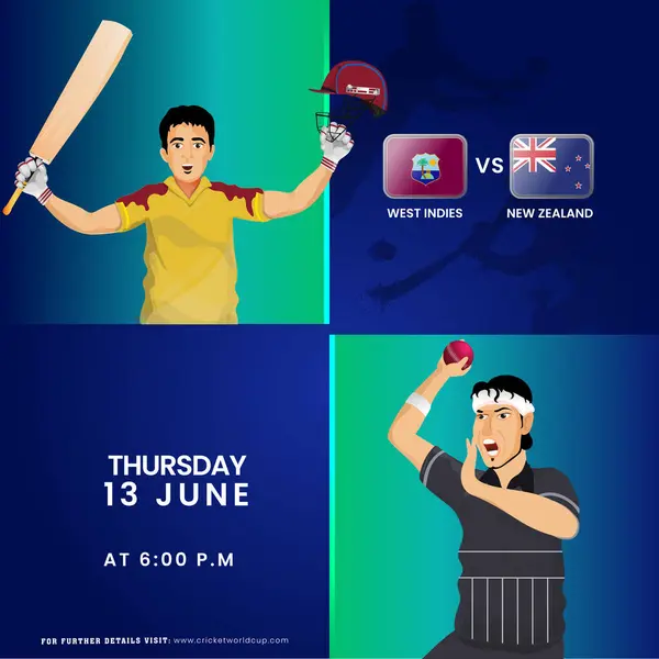 T20 Cricket Match Mellan Västindien Nya Zeeland Team Med Batter Stockvektor