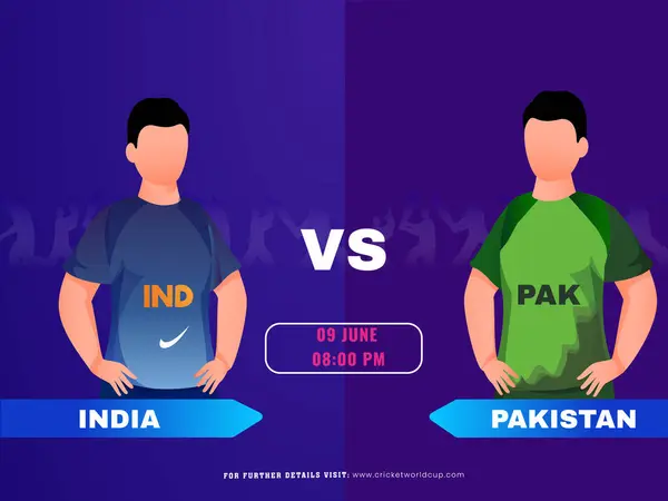 Критический Матч T20 Между Командами Индии Пакистана Июня Дизайн Плакатов Векторная Графика