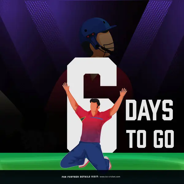 Partido Cricket T20 Para Comenzar Partir Días Izquierda Basado Diseño Ilustración de stock