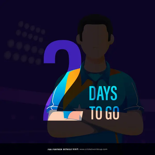 ナショナルジャージでインドのクリケット選手キャラクターと2日間の残りのポスターデザインから始まるT20クリケットの試合 ロイヤリティフリーのストックイラスト