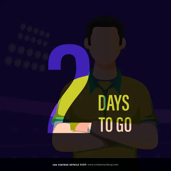 T20クリケットの試合は ナショナルジャージでオーストラリアのクリケット選手キャラクターと2日間の残りのポスターデザインから始まります ロイヤリティフリーのストックイラスト