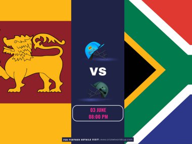 ICC Erkekler T20 Dünya Kupası Kriket Maçı Ulusal Bayrak Tasarımında Sri Lanka-Güney Afrika Takım Posteri.