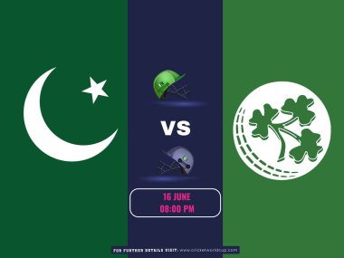T20 Dünya Kupası Kriket Maçı Pakistan 'a karşı İrlanda Milli Bayrak Tasarımı Posteri.