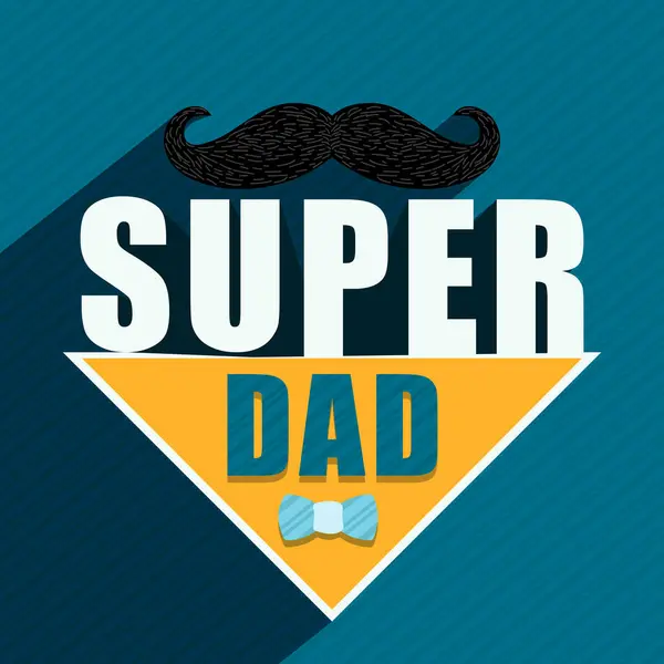 Šťastný Den Otců Přání Super Táta Text Motýlek Knírek Modrém Royalty Free Stock Vektory