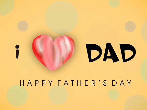 幸せな父の日の挨拶カード愛する父のテキスト 黄色い背景の赤い心 ベクターグラフィックス