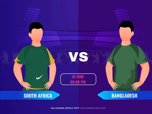 Матч Крикету Между Сборными Юар Бангладеш Дизайн Плакатов Стоковая Иллюстрация