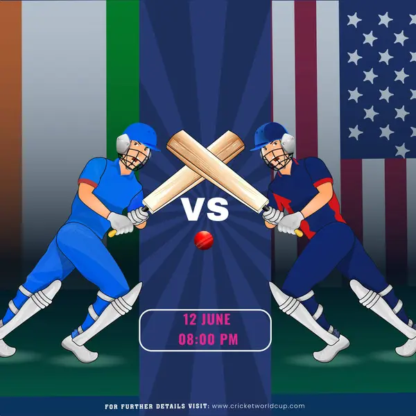 Partido Cricket Entre Equipo India Usa Con Jugadores Bateo Participantes Vectores de stock libres de derechos