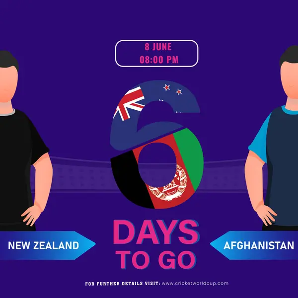 Match Cricket Entre Nouvelle Zélande Afghanistan Team Départ Jours Gauche Vecteurs De Stock Libres De Droits