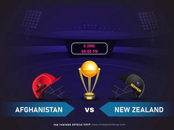 Cricket Match Tussen Afghanistan Nieuw Zeeland Team Met Gold Winning Vectorbeelden