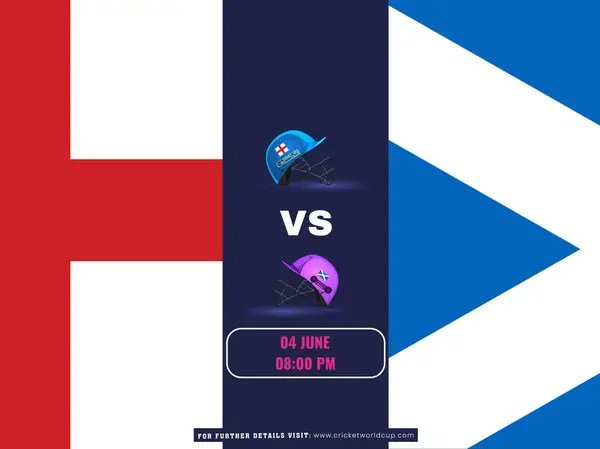 Affiche Match Cricket Entre Équipe Angleterre Ecosse Dans Conception Drapeau Illustration De Stock
