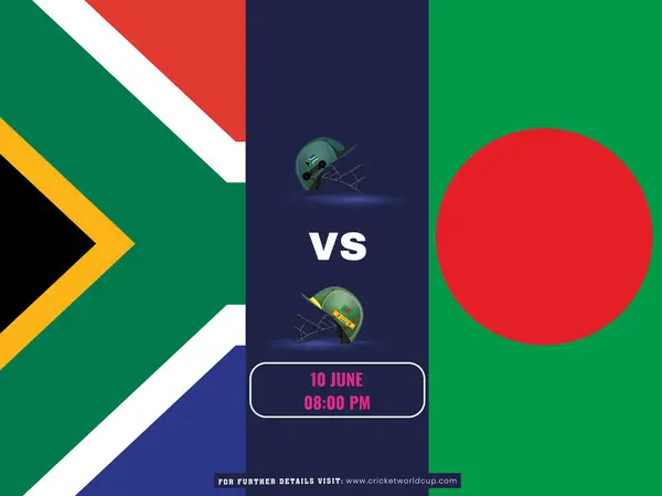 Cricket Match South Africa Bangladesh Team Poster National Flag Design Ilustração De Bancos De Imagens