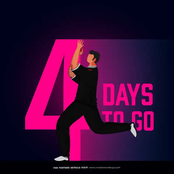 T20板球比赛将从左边4天的海报设计开始 新西兰保龄球运动员的动作姿势 图库插图