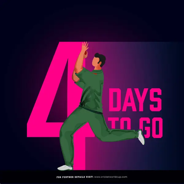 T20板球比赛将从左4天的海报设计开始 巴基斯坦保龄球运动员的动作姿势 图库插图