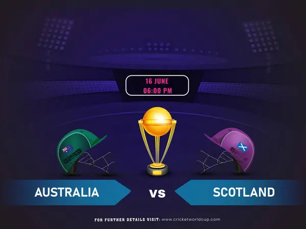 Cricket Match Zwischen Australien Gegen Schottland Team Und Gold Champions Vektorgrafiken