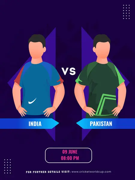 Cricket Match India Pakistan Team Captain Characters Social Media Poster Vector Graphics