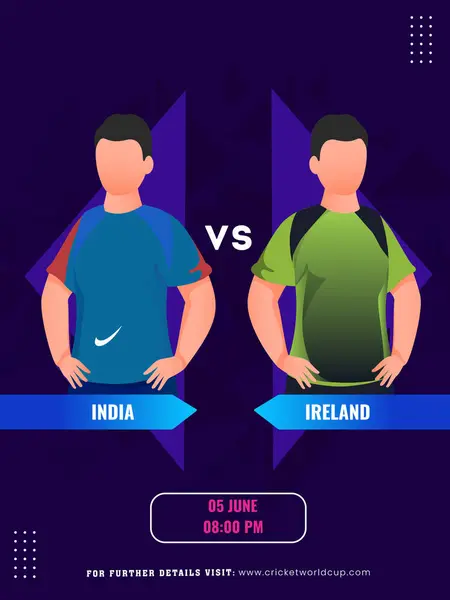 Partido Cricket Entre India Equipo Irlanda Con Sus Personajes Capitán Gráficos vectoriales