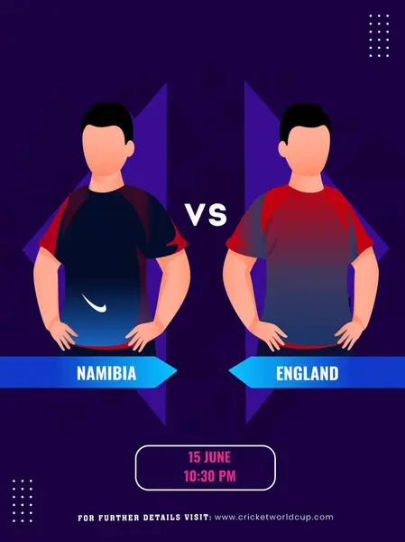 Крикетный Матч Между Намибией Англией Команда Капитанскими Персонажами Дизайн Плакатов Лицензионные Стоковые Иллюстрации