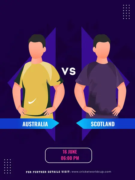Mecz Krykieta Pomiędzy Australią Szkocja Team Ich Kapitan Znaków Social Wektor Stockowy