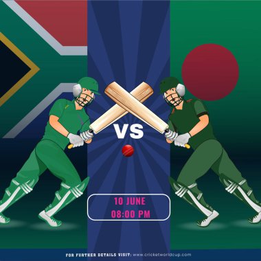 Ulusal Bayrak Arkaplan, Reklam Posteri Tasarımı 'nda Güney Afrika ve Bangladeş Takımı arasındaki Kriket Maçı Vurucu Oyuncuları Karakteri.