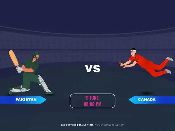 Cricket Match Pakistan Canada Team Batsman Bowler Player Characters Stok Vektor Bebas Royalti