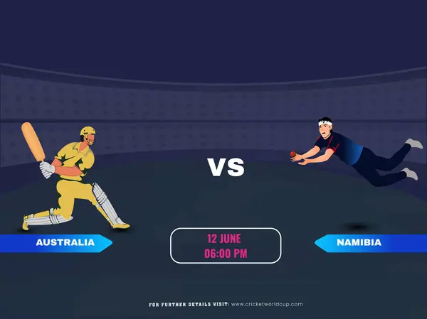 Cricket Match Australia Namibia Team Batsman Bowler Player Characters Ilustrații de stoc fără drepturi de autor
