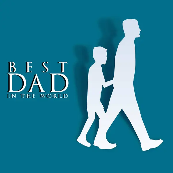 Paper Cut Father Day Greeting Card Best Dad World Message Vectorbeelden