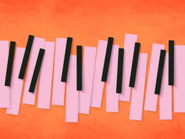 Yaratıcı Kağıt Kesme Piyano Anahtarları Müzik İçin Turuncu Arkaplan.