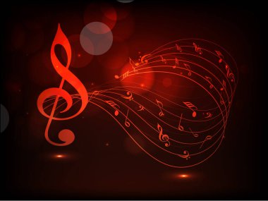 Kırmızı Müzik Notaları Özet Işıklar Efekti.