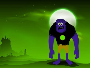 Korkunç yeşil arka planda korkunç zombi Cadılar Bayramı konsepti.