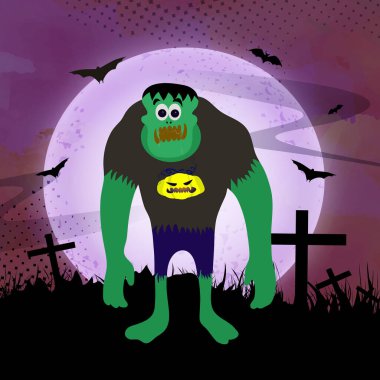 Cadılar Bayramı partisi kutlama için korkunç gece arka plan üzerinde korkunç zombi.