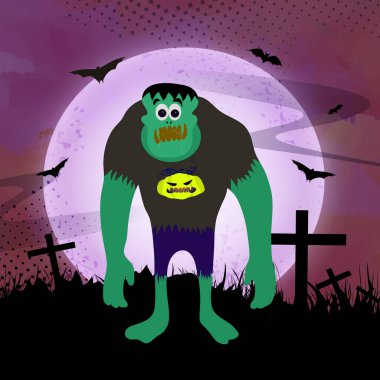 Cadılar Bayramı partisi kutlama için korkunç gece arka plan üzerinde korkunç zombi.