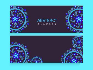 Mandala Süslemeleri ile süslenmiş Sosyal Medya Bayrağı veya Başlık Seti ve Boşluğu Kopyala.